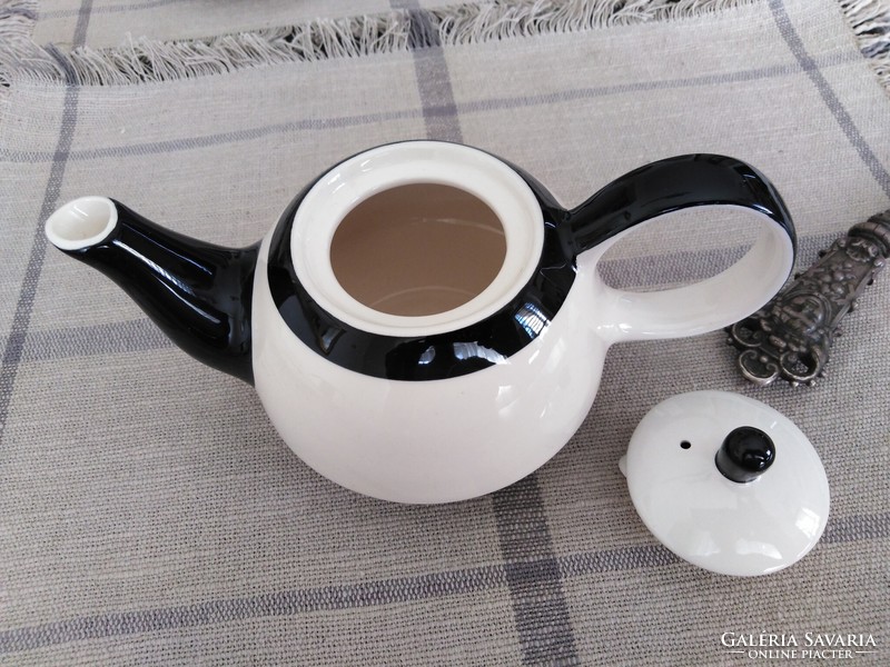 Ceramic tea set - double / 1 person - black - white