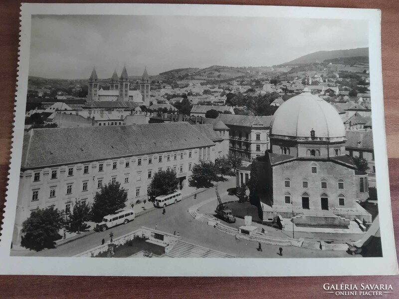 Régi képeslap,Pécs, Látkép, postatiszta