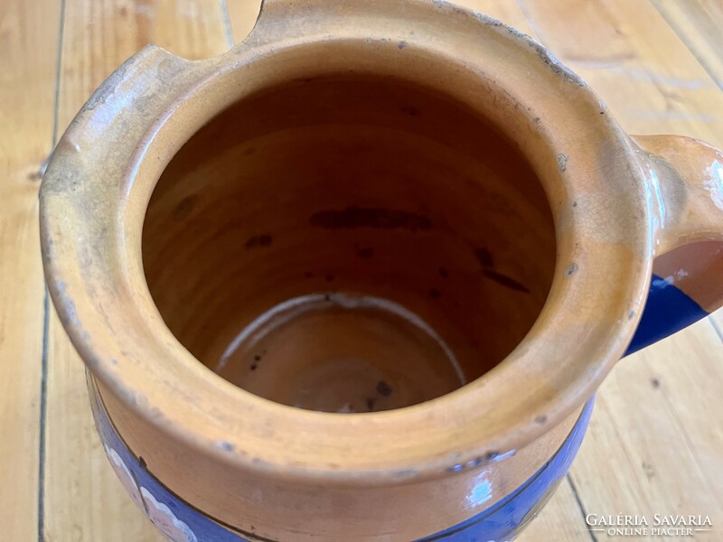 Antique blue-glazed earthenware pot