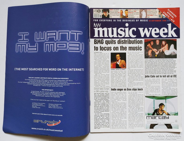 Music Week magazin 99/9/18 Elton John Eurythmics Stranglers Kiri Te Kanawa Stereophonics Bob Marley