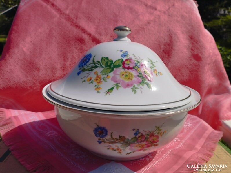 Beautiful porcelain stew dish with lid, centerpiece