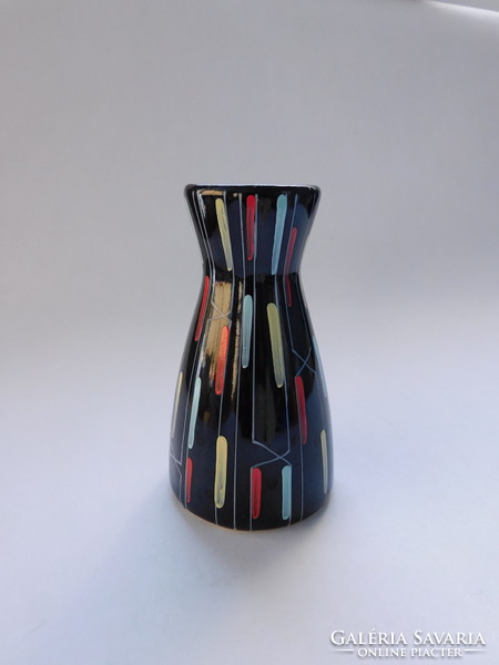 Retro ceramic vase with geometric decor - 70s