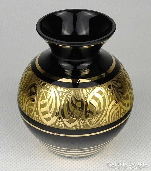 1O087 old gilded glass vase spherical vase 9 cm