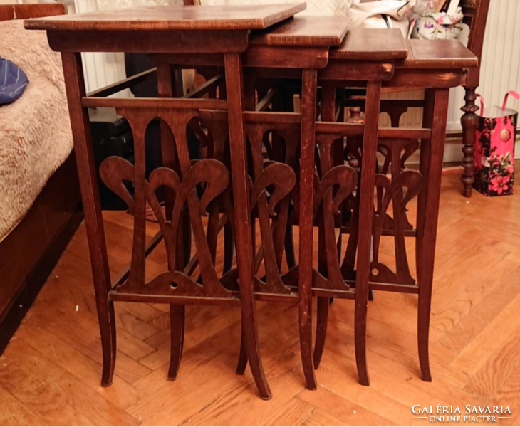 Art Nouveau pull-out party table (4 pieces) (between 1910 - 20)