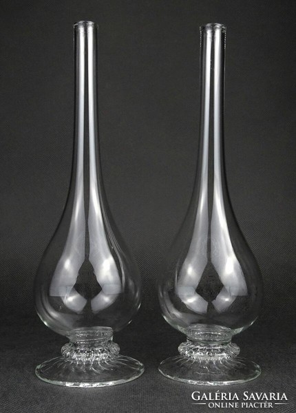 1O088 Hibátlan talpas üveg váza szálváza pár 24 cm