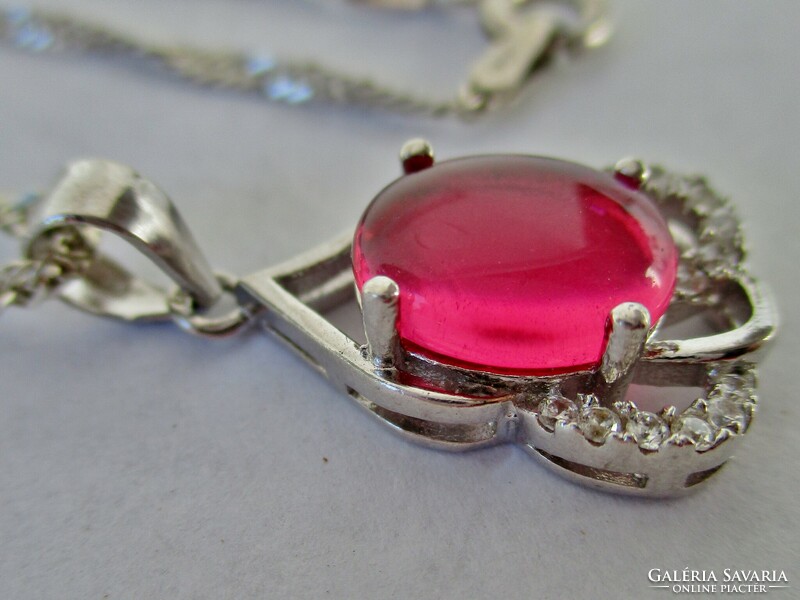 Silver necklace with a beautiful ruby pendant