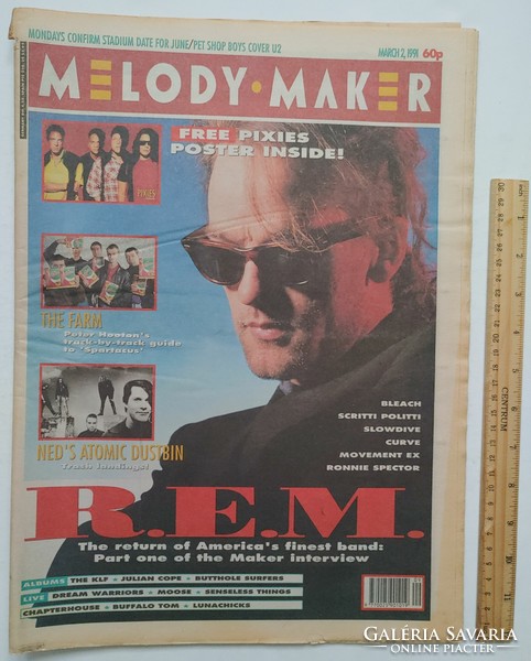 Melody Maker magazin 91/3/2 REM Ned's Atomic Dustbin Bleach Farm Slowdive Curve Scritti Movement Ex