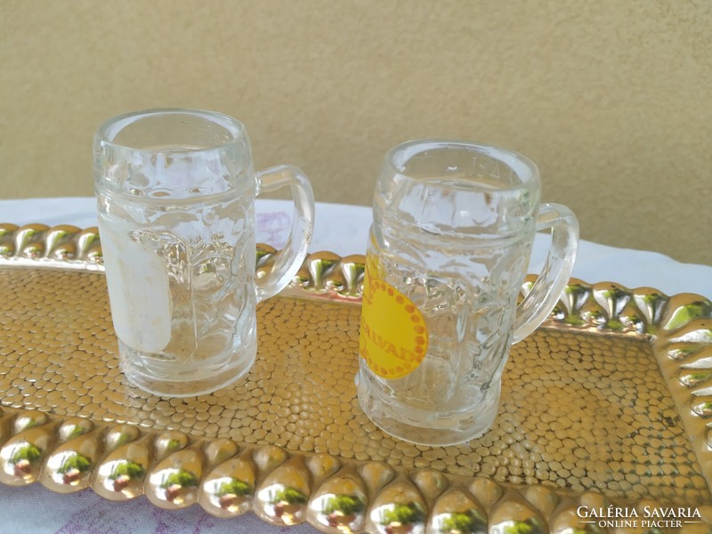 2 short drink glasses for sale! Eared cognac glass