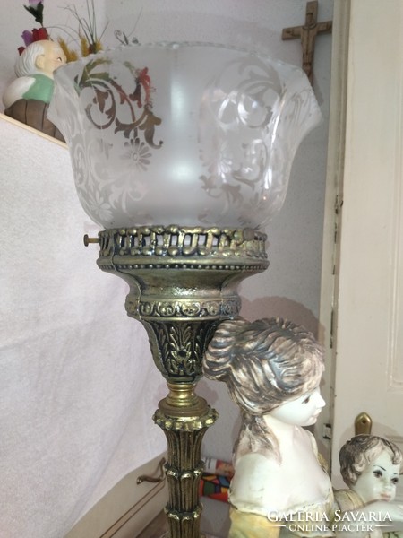 Beautiful vintage 62cm high porcelain mother and child complete table lamp