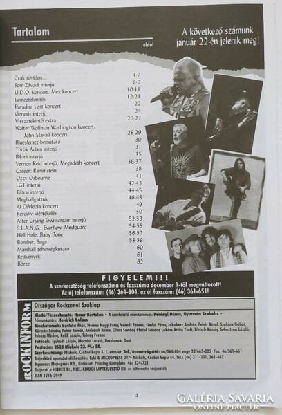 Rockinform magazin 97/12 Závodi Vernon Red Paradise Lost Rammstein Genesis Ozzy LGT Mayall Tátrai