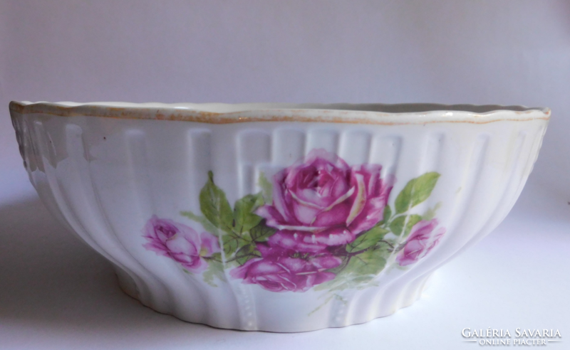 Antique Zsolnay rose pattern coma bowl 26 cm