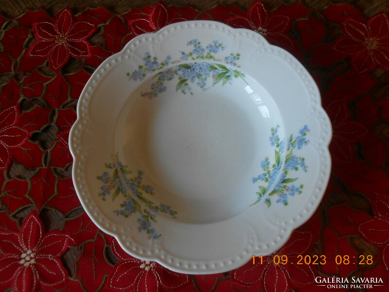 Antique zsolnay pearl wall plate with forget-me-not pattern
