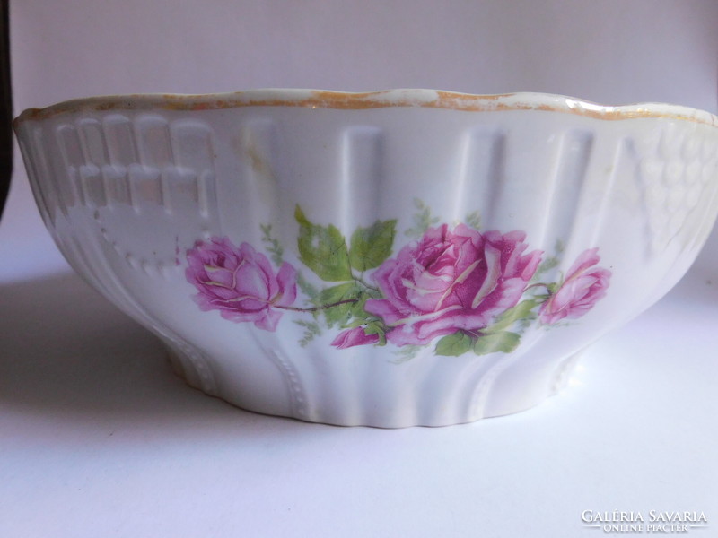 Antique Zsolnay rose pattern coma bowl 26 cm