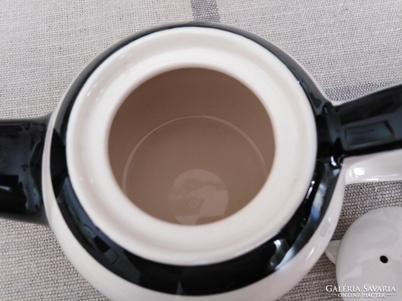 Ceramic tea set - double / 1 person - black - white