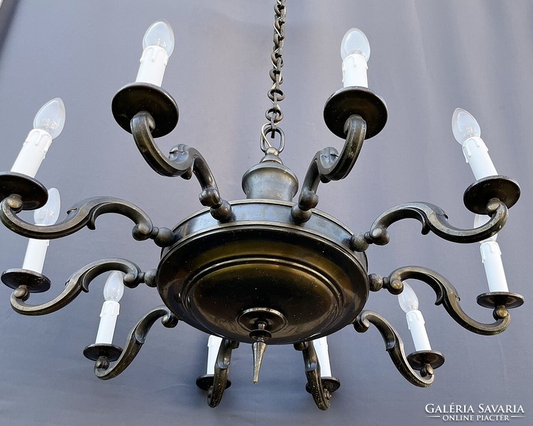 Huge 10-bulb art deco chandelier.