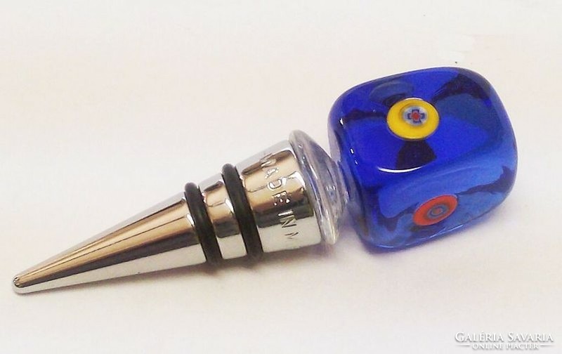 Aroma-sealing bottle stopper with Murano patterned glass headpiece, in perfect condition