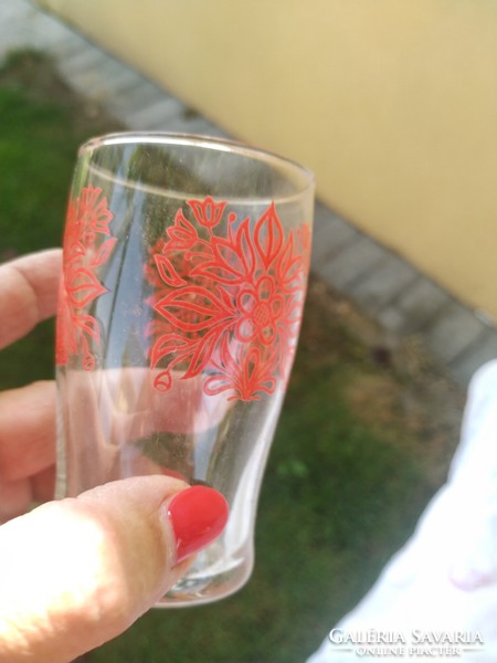 Wine glass with red pattern, 2 glass glasses for sale!