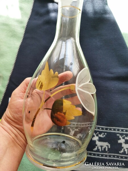 Festett boros üveg becsiszolt dugóval régi