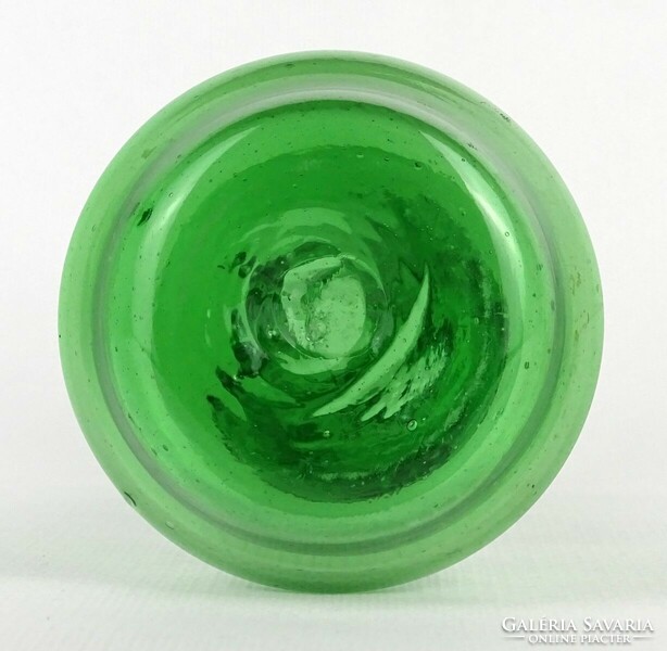 1O202 Régi fújt zöld muránói üveg váza díszváza 18 cm