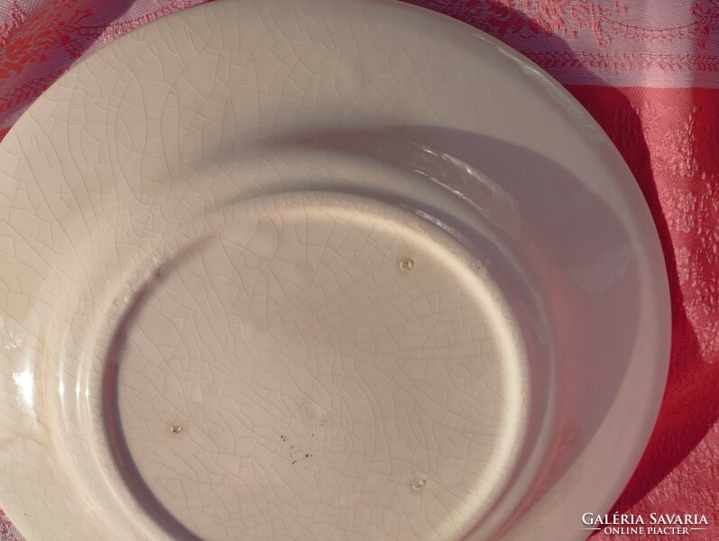 Antique English large flat earthenware bowl, plate