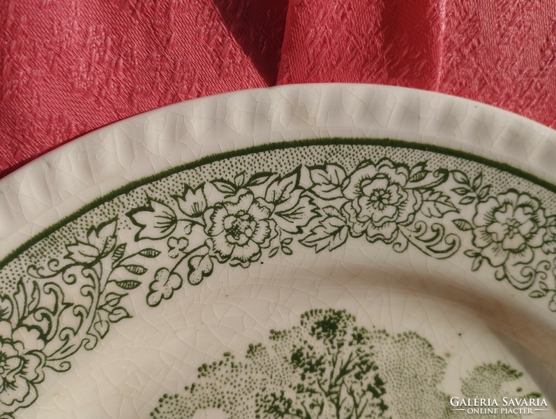 Antique English large flat earthenware bowl, plate