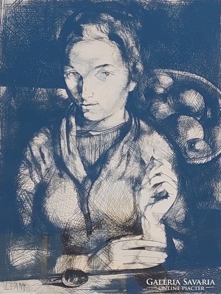 Endre Saxon - girl c. A rare large-scale etching