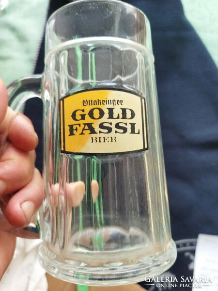 Retro gold fassl glass beer mug