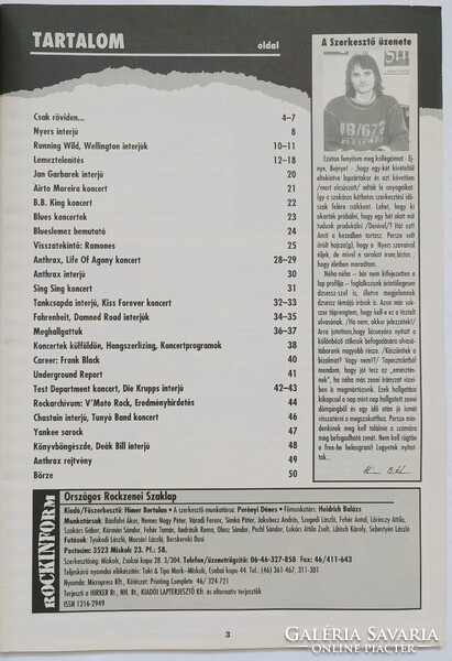 Rockinform magazin 96/4 Nyers Anthrax Ramones Running Wild Krupps Garbarek Moreira BB King Sing Sing