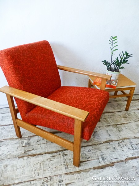 Retro,vintage,mid-century,design piros fotel II.