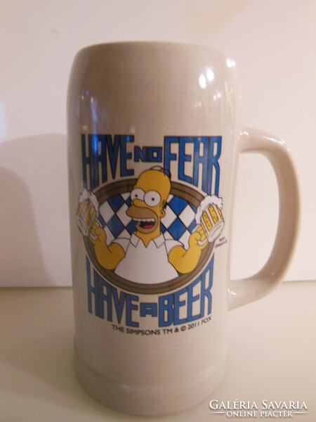 Jug - marked - 1 liter - simpsons - thick - 20 x 15 cm - ceramic - perfect