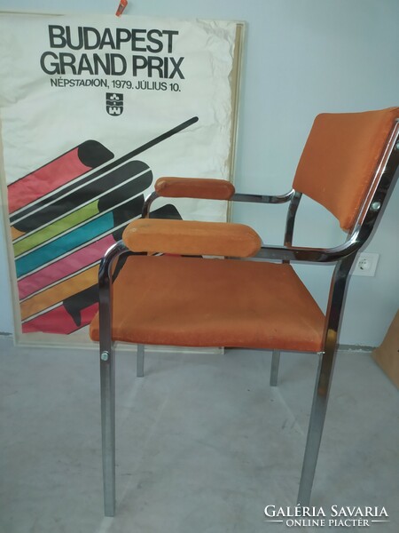 Retro designe krómvázas karfás szék