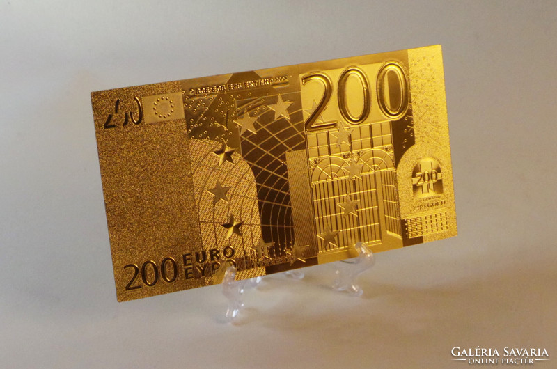 Gold-plated 200 euro banknote