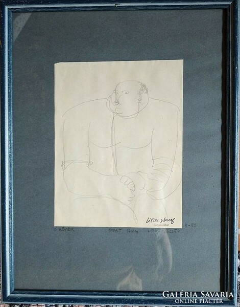 József Litkei: the fat - pencil drawing from the artist's legacy