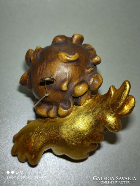 Antique Art Nouveau wooden putto angel wall or Christmas tree decoration