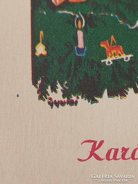 Old Christmas postcard 1947 postcard with drawings from Gyula