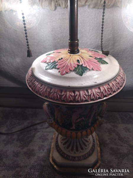 Gyönyörű Vintage réz és porcelán Empire komplett asztali lámpa