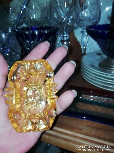 Antique crystal amber ashtray in perfect condition