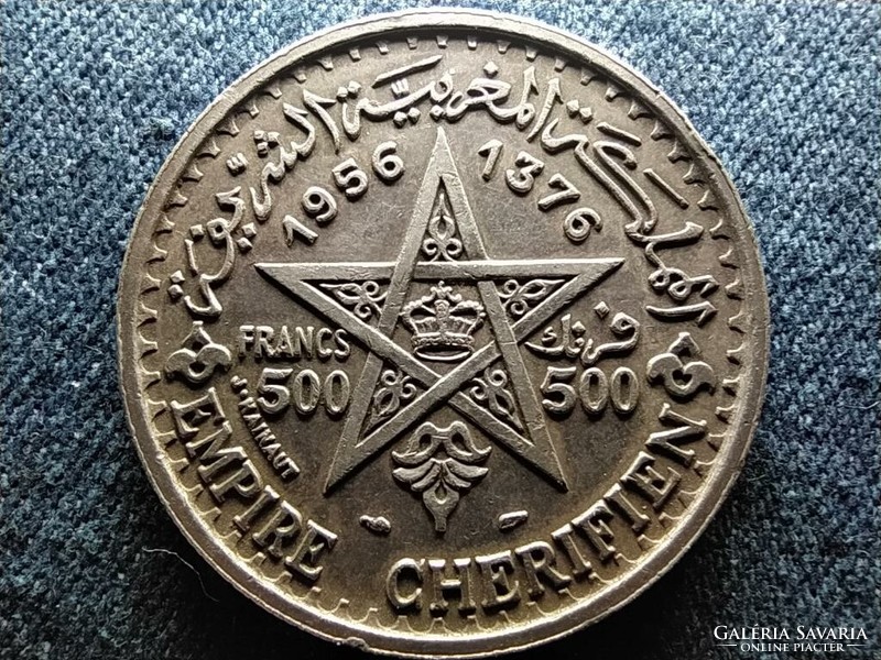 Morocco v. Mohammed (1927-1961) .900 Silver 500 Franc 1956 (id60784)
