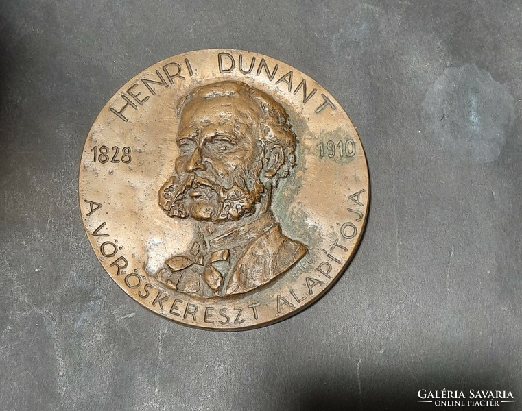 Gyula Schnírő: henri dunant - original marked bronze plaque