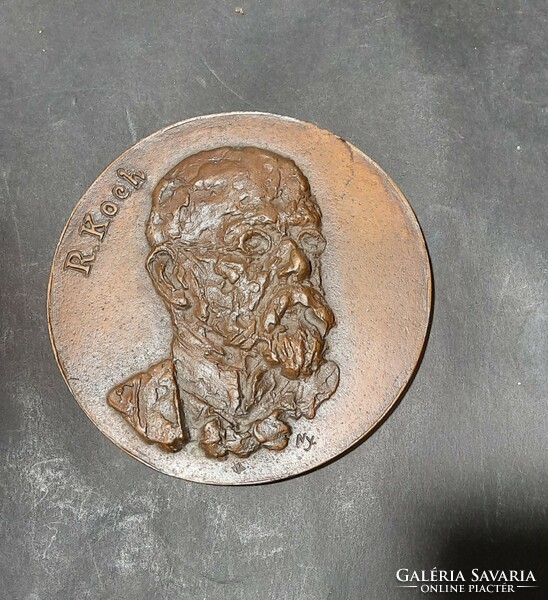 Gyula Schnírő: Robert Koch - original marked bronze plaque