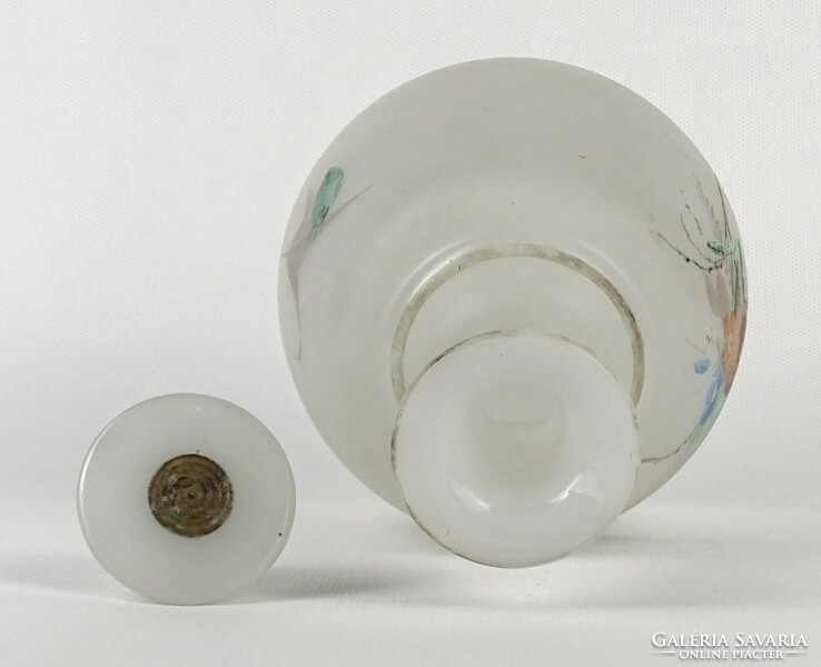 1O218 Antik festett fújt dugós likőrös üveg 19.5 cm