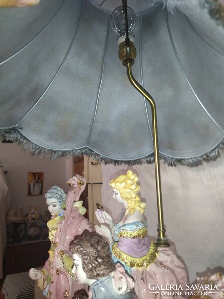 Hatalmas Meseszép barokk zenekar Vintage Capadimonte porcelán komplett lámpa