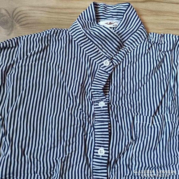 H&s blue - white striped, m/l viscose blouse