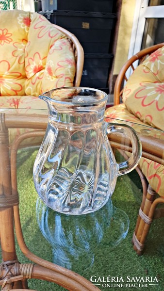 Old, small, polished glass jug. 10.5 cm high.