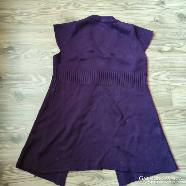 Purple l short-sleeved knitted cardigan