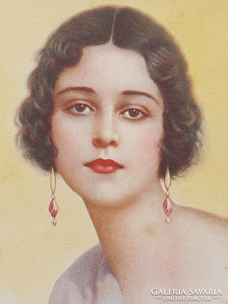 Old postcard 1927 postcard lady
