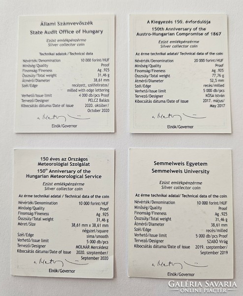 Mnb certificate for silver commemorative coins, 16 types