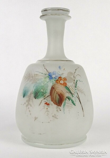 1O218 antique painted blown cork liqueur bottle 19.5 Cm