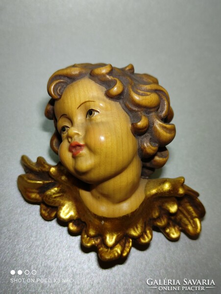 Antique Art Nouveau wooden putto angel wall or Christmas tree decoration