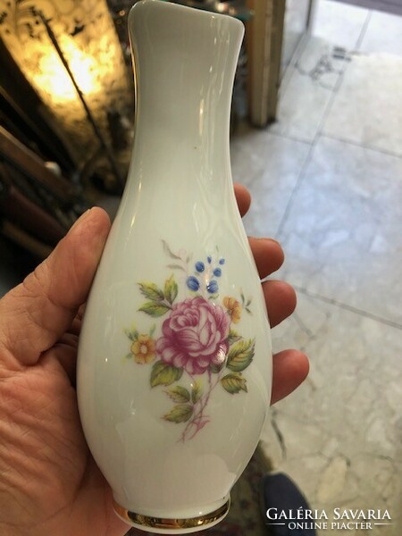Hollóháza Pannonian morning glory porcelain vase, 16 cm